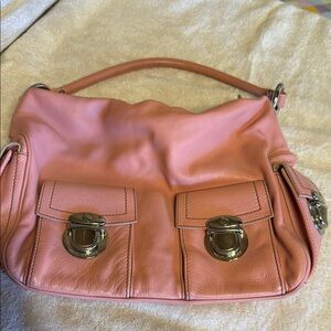 Marc Jacob’s Pastel Pink Leather Shoulder Bag with Silver hardware